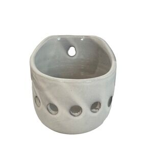 Creative Co-Op Ceramic Wall Planter White Crackle Glaze Boho Artisan Style Decor